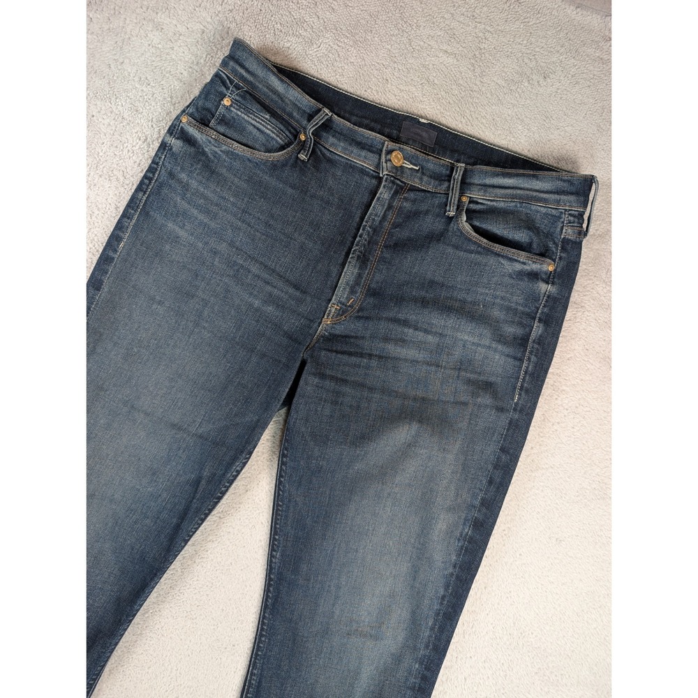 Mother The Mid Rise Dazzler Ankle Jeans On The Edge Wash Size 32 Slim Straight